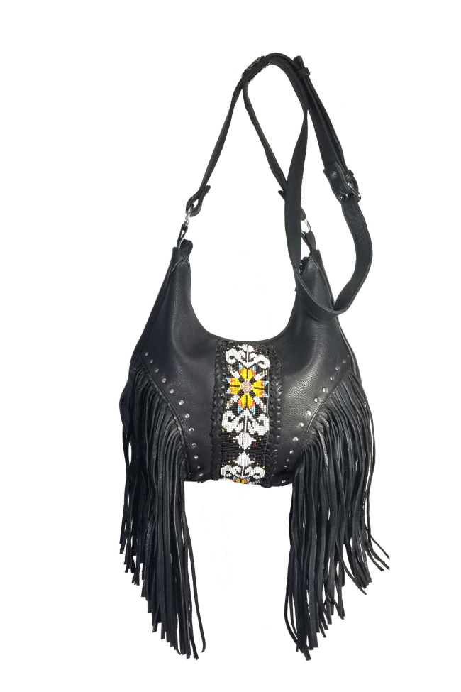 (image for) Sedona Southwestern Beaded Soft Leather Cross Body Shoulder Bag